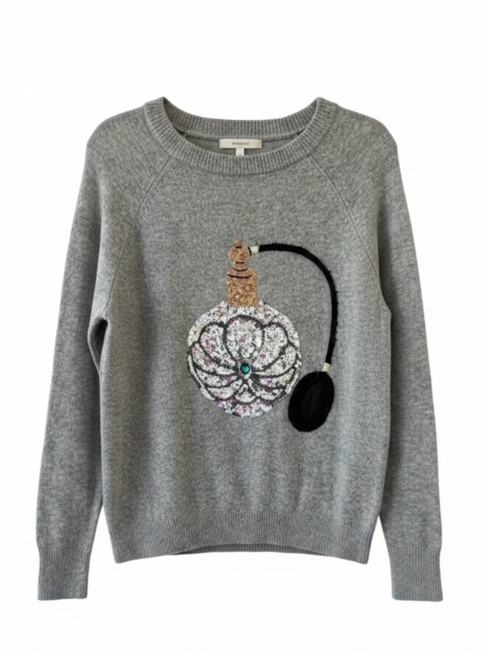 H&M Gray Sweater with Perfume Bottle Design